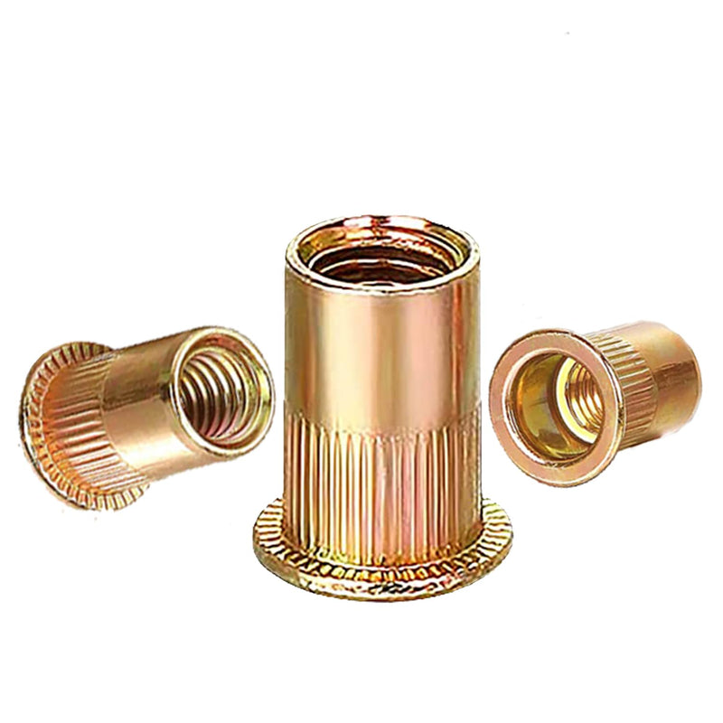 [Australia - AusPower] - Rivet Nut 1/2"-13 UNC 20Pcs Yellow Zinc Plated Finish Flat Head Rivnut Threaded Insert Nut Knurled Body (Yellow 1/2"-13) 