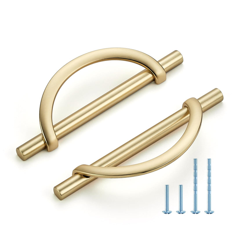 HOME EDIT Brushed Brass Cabinet Pulls, 5 Inch Hole Center, 128 mm, Curved Design Cabinet Handles for Kitchen,Cupboard, Drawer & Bathroom 10 Pack