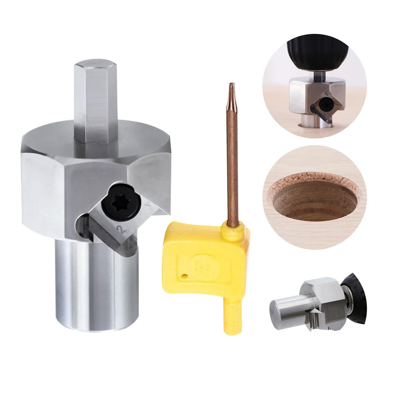 [Australia - AusPower] - Dog Hole Chamfer Reamer Tool, Workbench Dog Hole Shaping Trimmer T10 Alloy Blade Stainless Steel 9mm Hex Shank for 19mm/20mm Woodworking Dog Holes Polished Finish for Electric Drills (19mm) 
