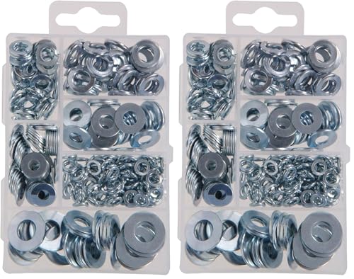 Hillman small flat and lock washer assortment, 540-pack, zinc 0.375-inch washers, pack of 2