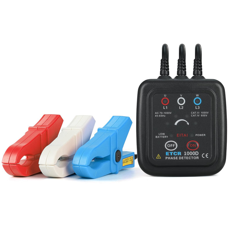 [Australia - AusPower] - EITAI1000D Non-Contact Phase Sequence Tester, AC 70V-1000V, Φ1.6inch/40mm, Manufacturer Direct Sales, Phase Rotation Meter 