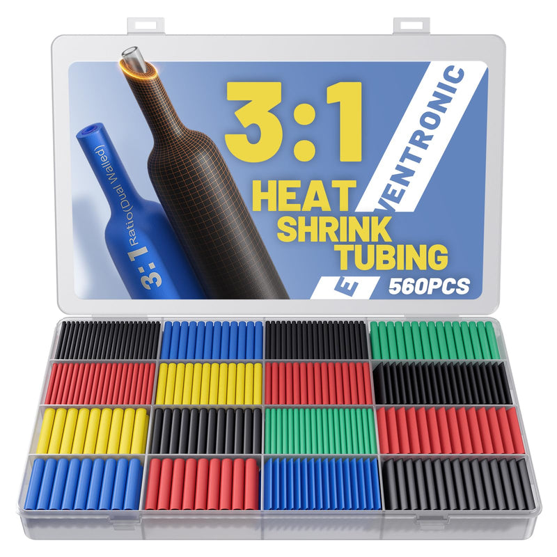 [Australia - AusPower] - Eventronic 560 Pcs Heat Shrink Tubing Kit - 3:1 Ratio Adhesive Lined, Wire Shrink Wrap Tubing, Marine Grade Industrial Heat-Shrink Tubing, 7 Sizes 5 Colors 