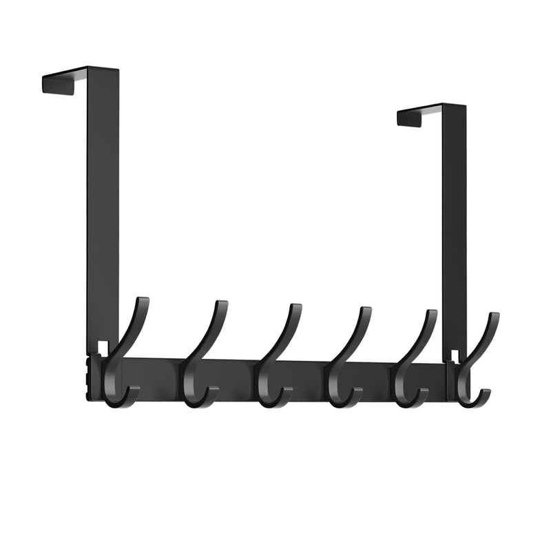 [Australia - AusPower] - Over The Door Hooks,No Nail Over Door Hanger Holder,No Assembly Required Large Over The Door Towel Rack with 12 Hooks, Heavy Duty hooks for Bathroom,Bedroom,Kitchen,Hanging Towels,Coats (Black) 1 Black 