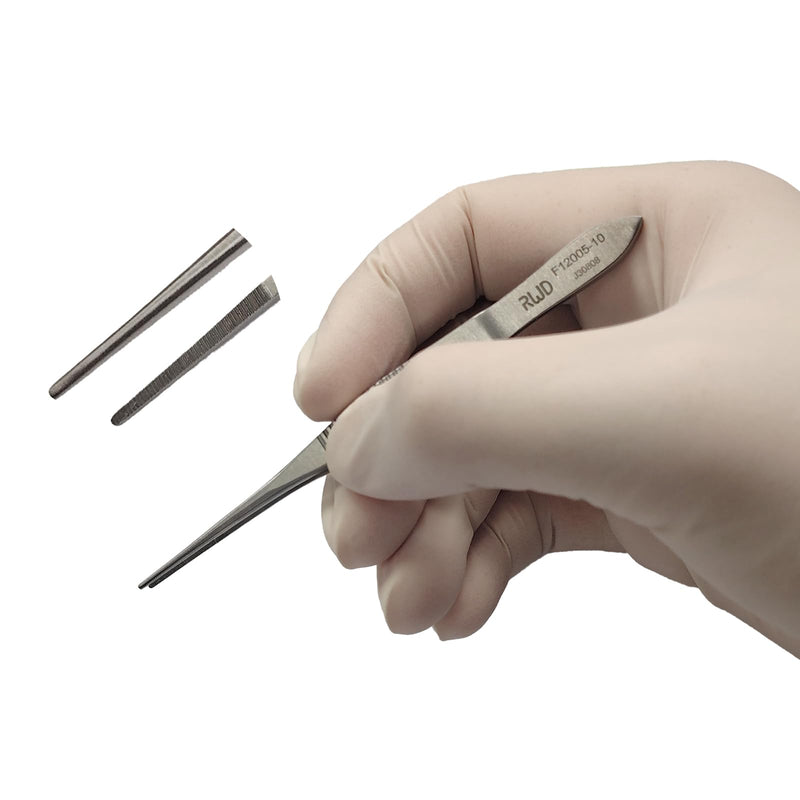 [Australia - AusPower] - RWD IRIS Dressing Forceps 4", Martensitic Stainless Steel Medical Tweezers, 1mm Width Serrated Straight Tip, Micro Forceps Tweezer, Surgical Tweezer for High-Precision Handling (F12005-10) 4'' (F12005-10) 