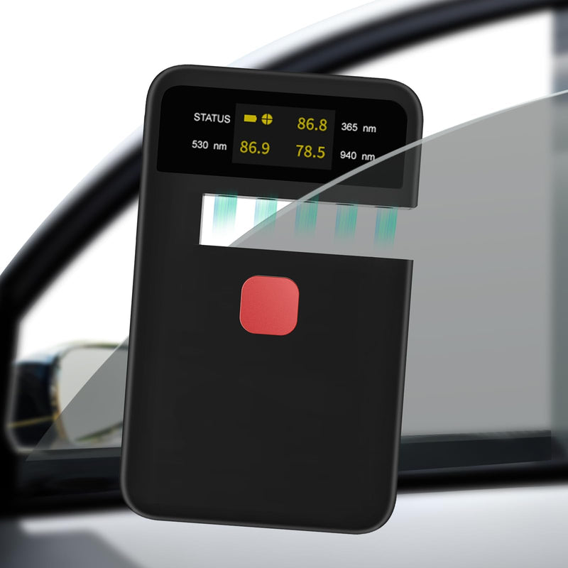 [Australia - AusPower] - Digital Tint Meter Handheld Window Tint Solar Film Transmission Meter Type-C Charge VLT UV IR Detection Transmittance Meter Automatic Calibration Auto Glass Solar Film Tester Max 1/2" Thickness 