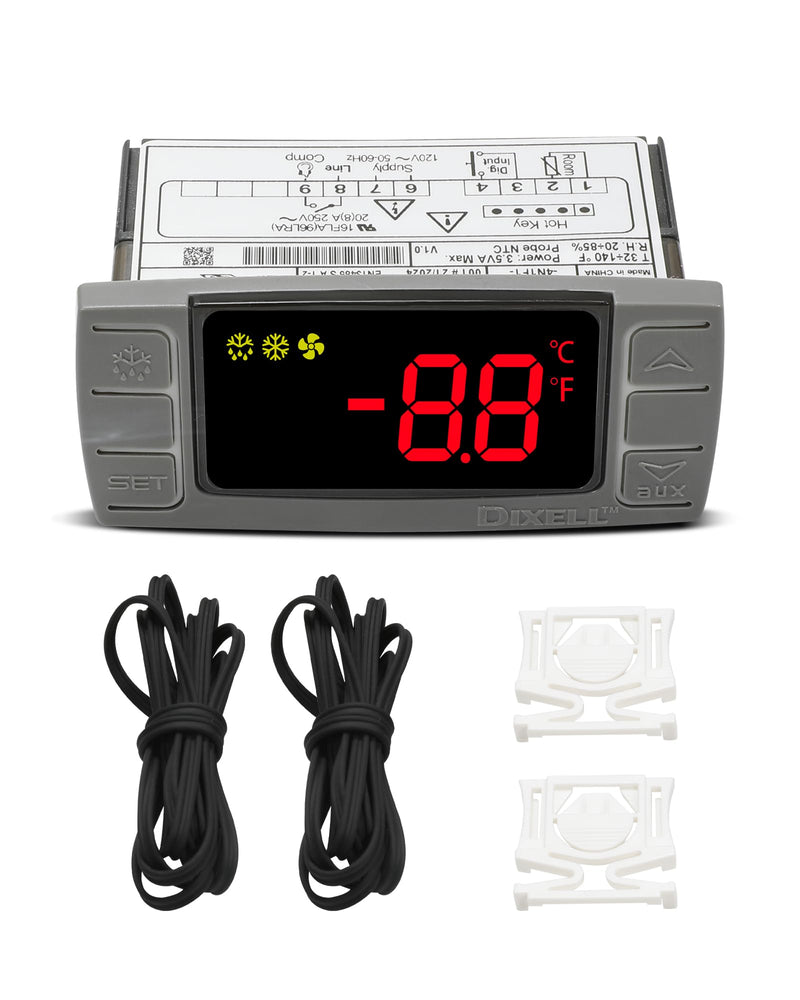 [Australia - AusPower] - for Dixell XR02CX-4N1F1 Temperature Controller, Replace for Dixell Temperature Controller Fit for 120V 50-60hz Commercial Refrigerators/Freezer, with Temperature Sensor Probes & Clasp 