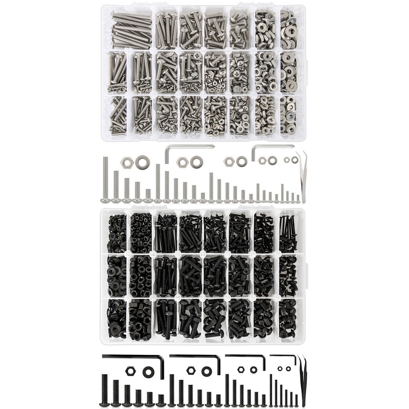 [Australia - AusPower] - #2-56#4-40#6-32#8-32#10-24 Phillips Pan Head Machine Screw Set + M2 M3 M4 M5 Hex Button Head Cap Screw Bolts and Nuts Kit 