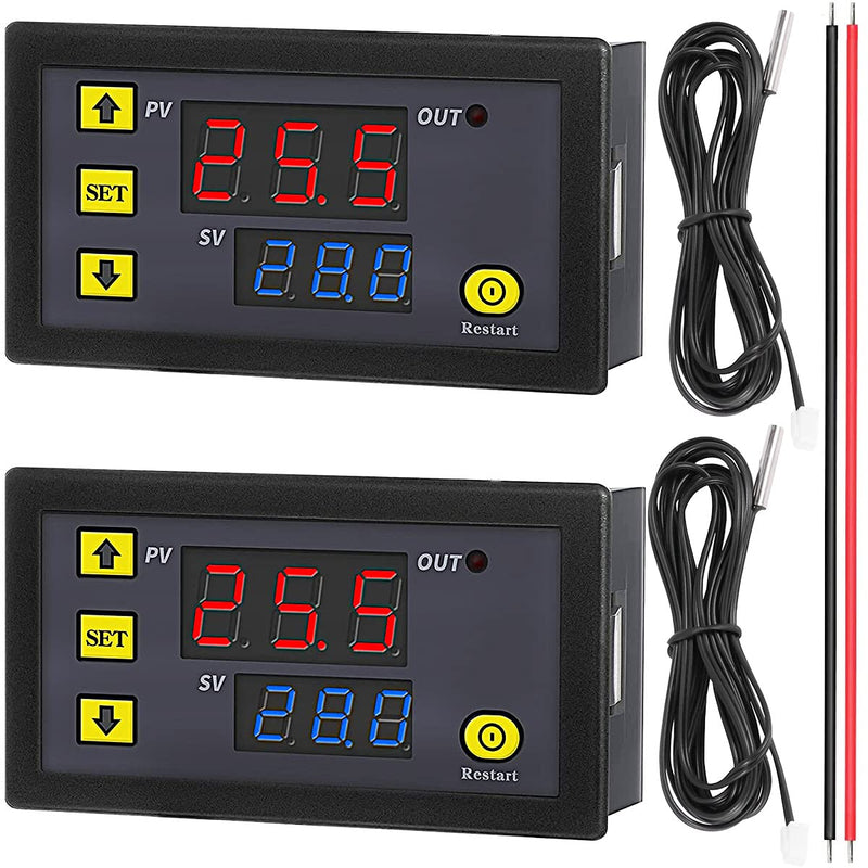 [Australia - AusPower] - Digital Temperature Controller Module W3230 DC 12V 20A LED Thermostat Thermometer Temperature Control Switch Sensor with Waterproof Probe -50℃ to 120℃ with red and Black Cable,Pack of 2 