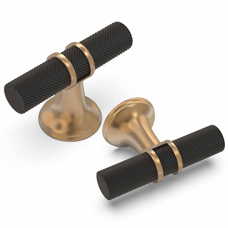 10 Pack Cabinet knurled Knobs Matte Black and Champagne Bronze Kitchen Cabinet Knobs Aluminum and Zinc Alloy Drawer Pulls Solid Cabinet Hardware Black and Champagne Knurled 10