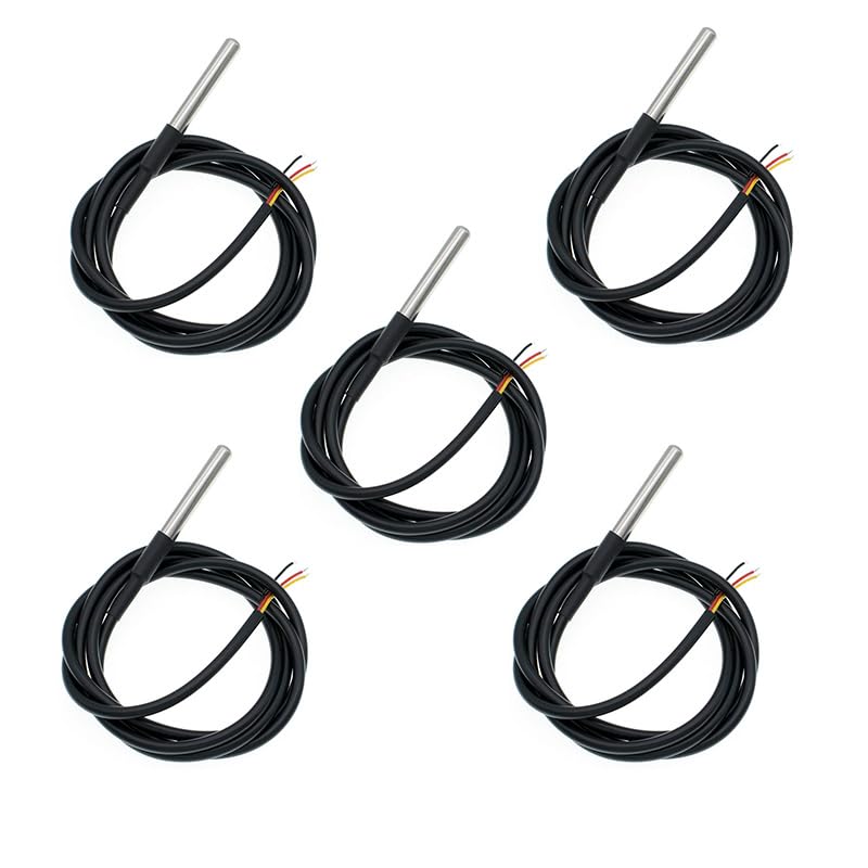 [Australia - AusPower] - 5pcs DS18B20 Temperature Sensor Temperature Probe Stainless Steel Package Waterproof 2M 