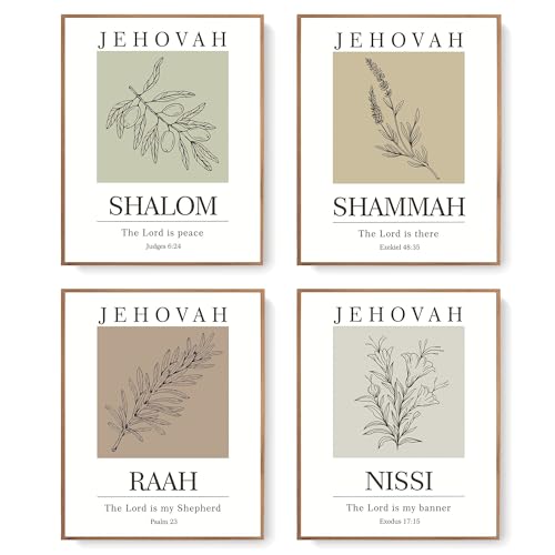 LARTSFRO Christian Wall Art Decor, Scripture Art Wall Decor, Jehovah Bible Verse Posters, Christian Gifts for Women, Christian Gifts, Posters for Room Aesthetic, 10x8 Inch Set of 4 Unframed