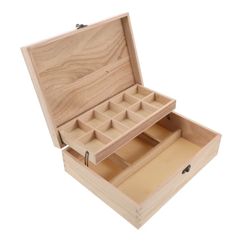 Unfinished Jewelry Box DIY Wooden Trinket Wood Storage Box Keepsake Jewelry with Locking Clasps for Rings Earrings Necklaces