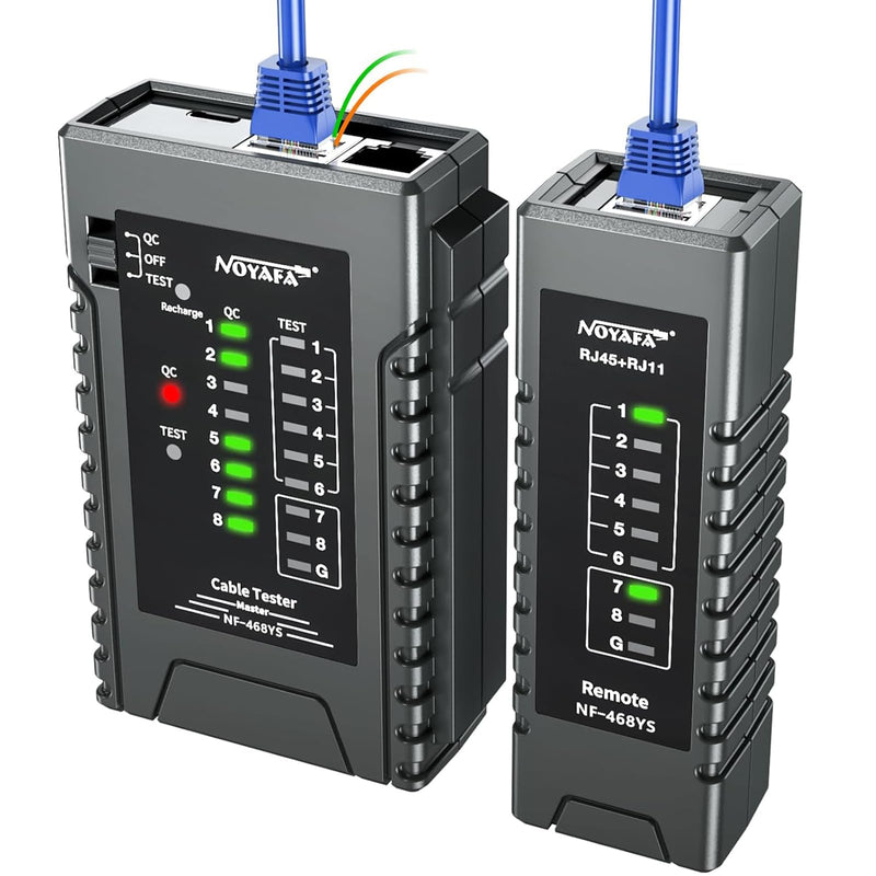 [Australia - AusPower] - NOYAFA NF-468YS Network Cable Tester, Ethernet Cable Tester for RJ11, RJ12, RJ45, CAT5,CAT6, CAT7, Continuity Tester,PoE Testing, UTP/STP Cable Checker, 60VAnti-Burn LAN Network Tools 