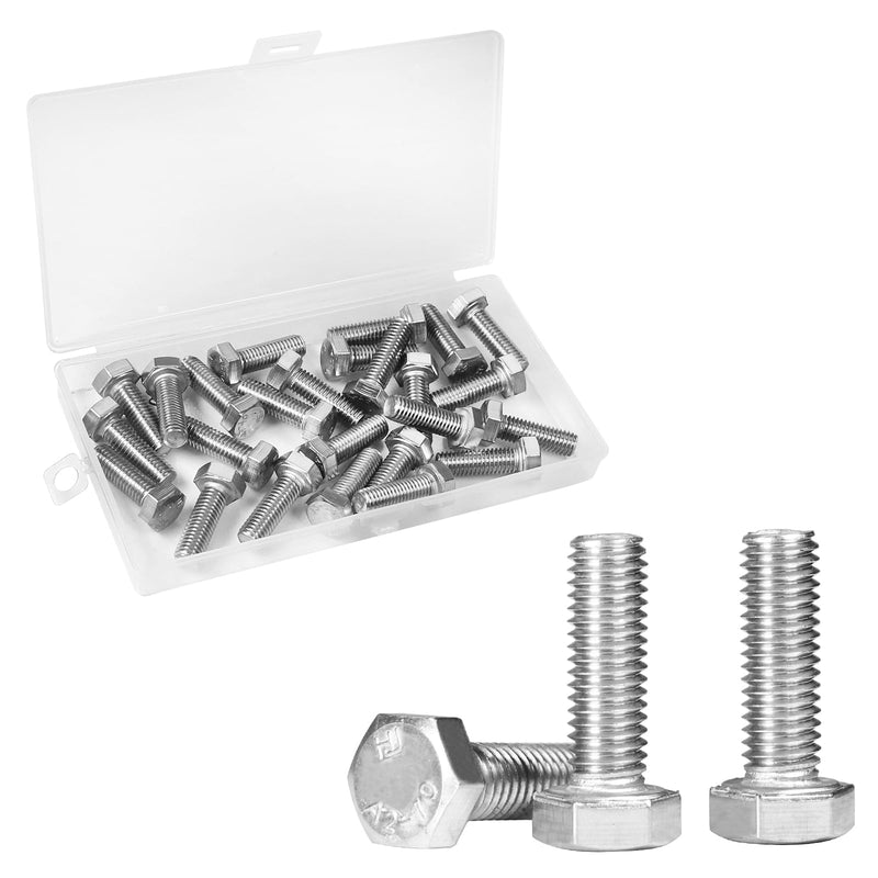 [Australia - AusPower] - Yinpecly 25 Pcs M8 Hex Bolts M8-1.25 x 25mm Hex Head Screw Bolt 304 Stainless Steel M8-1.25mm Hexagon Bolts Hex Head Screws, Metric Machine Fully Thread, Bright Finish 