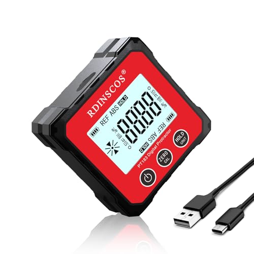 RDINSCOS rechargeable magnetic angle meter gauge in red for measuring angles