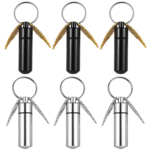 Cremation Jewelry for Ashes - 6 PCS Urn Necklaces for Ashes,Cylinder Vial Cremation Urn Key Chains, Necklace Keepsake Ashes Memorial Necklace Angel Keepsake Cylinder Pendant