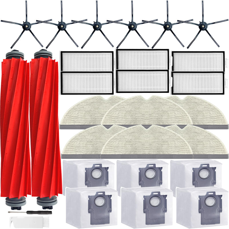 [Australia - AusPower] - Eifrthe Q7 Replacement Parts Compatible with Roborock Q7 Q7+ Q7 Max Q7 Max+ Robot Vacuum Cleaner,2 Main Brush, 6 Mop Cloth Pads, 6 Side Brushes, 6 HEPA Filters,6 Dust Bag Q7(2+6+6+6) 