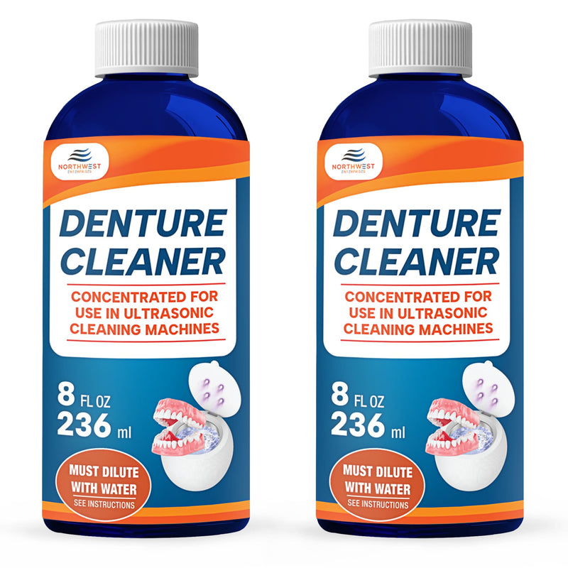 Ultrasonic Denture Cleaner - Denture Cleaner for All Types of Dentures - Denture Cleaning Solution Removes Stains, Plaque, Grime, and Build-up (16 Ounces) 16 Ounce