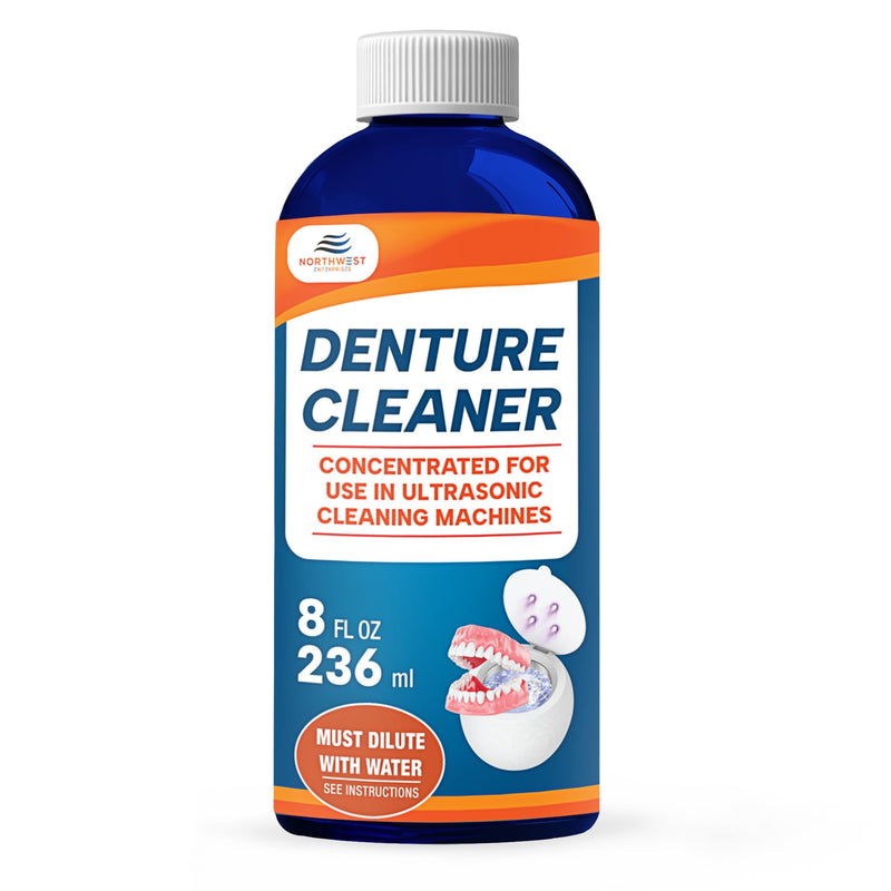 [Australia - AusPower] - Ultrasonic Denture Cleaner - Denture Cleaner for All Types of Dentures - Denture Cleaning Solution Removes Stains, Plaque, Grime, and Build-up (8 Ounces) 8 Ounces 