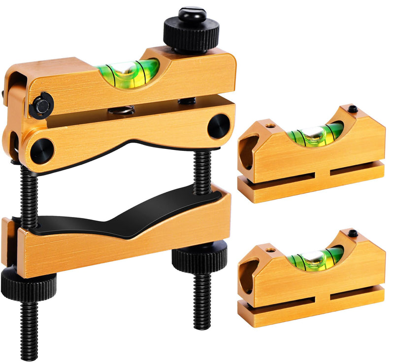 [Australia - AusPower] - Scope Leveling Kit, Professional Scope Level Universal Scope Mounting Kit with Magnetic 2 Universal Level Bubbles, Scope Leveling Tool for Equipment Frame Maintenance Gold 