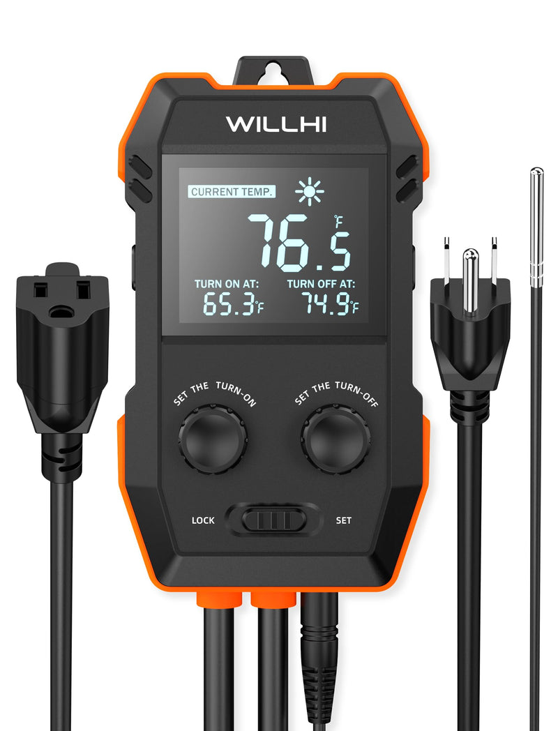 [Australia - AusPower] - WH2408 Temperature Controller 10A 1200W, Digital Thermostat Controlled Outlet Plug Switch for Reptile Terrarium Greenhouse Homebrew Aquarium Seedling Mat, Heating or Cooling Mode Thermometer 1 