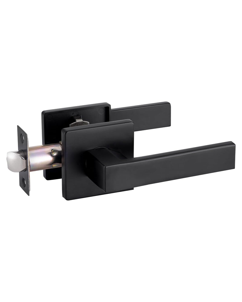Passage Door Lever Dummy GreenShield Exterior Interior Door Handle for Hallway Closet Heavy Duty Non-Locking Lever Sets No Key Door Knob for Right Left Handed Door (1 Pack, Matte Black) 1 Pack Passage Matte Black