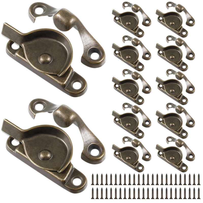 Hicarer Zinc Window Sash Lock Casement Window Lock 1-15/16 and 1-7/8 in. Hole Centers, Window Locks Security Replacement for Single/Double Hung Wood Windows(Antique Brass,6) Antique Brass 6