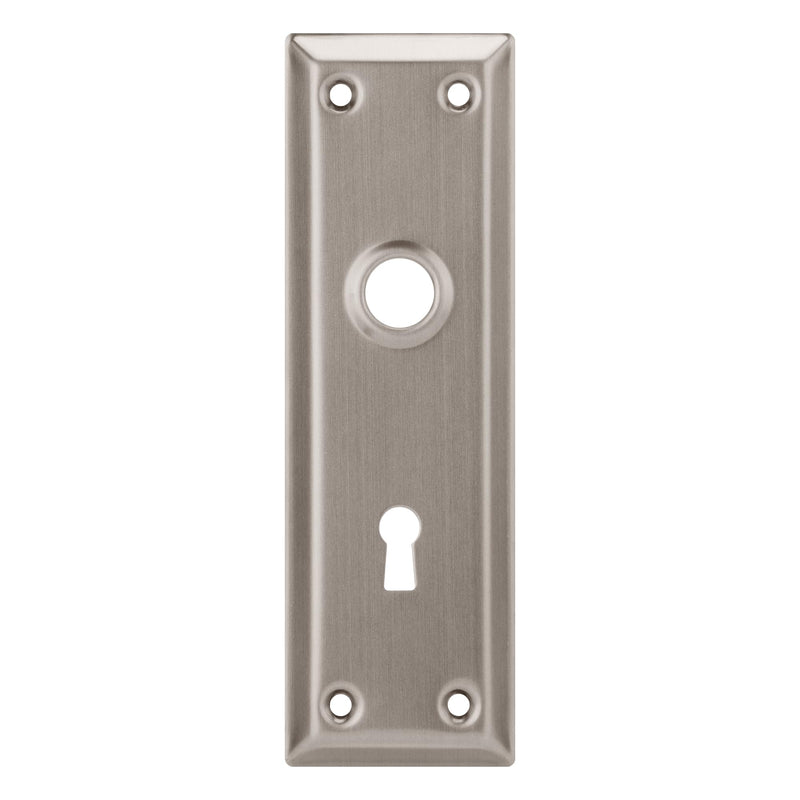 2 Pack Mortise Lock Door Plates for Interior Doors, Old Style Mortise Door Knob Cover Plate Replacement, Door Escutcheon Plates Brushed Nickel Rectangular
