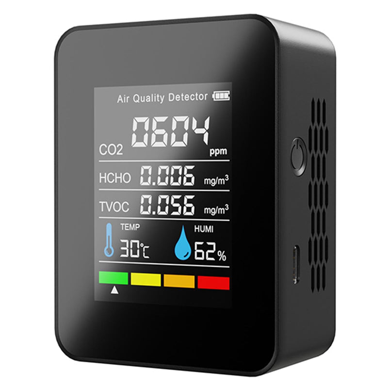 [Australia - AusPower] - Air Quality Monitor Indoor, Professional Portable CO2 Detector, TVOC HCHO Humidity Temperature Meter, Air Quality Tester Analyzer for Office Car 