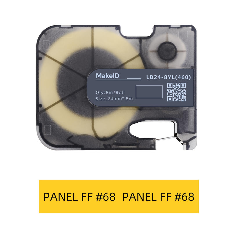 [Australia - AusPower] - MakeID P31&P31S Labels All-Weather PET Label Tape with Ribbon Cartridge for Indoor/Outdoor ID and Equipment Labeling, Black on Yellow - 26.24ft L/Roll .94"(24mm) 