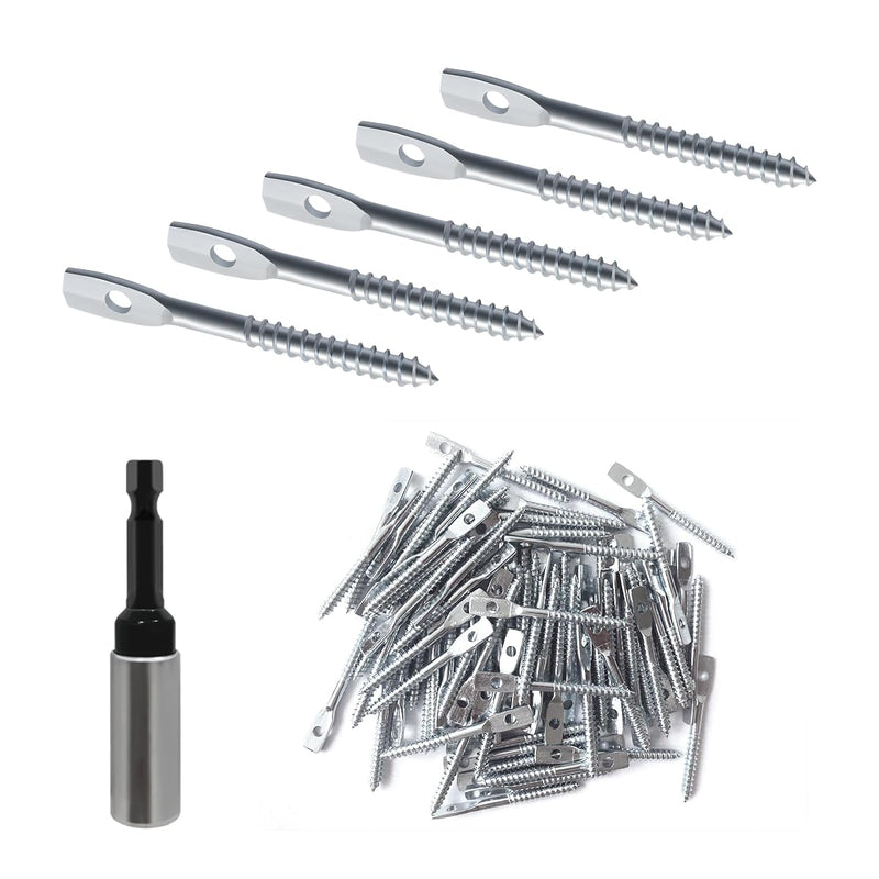 100Pack Eye Lag Screws for Wood 2" Eye Lag Screw with 1Pcs Eye Lag Driver Zinc Plated Carbon Steel Eye Lag Wood Screws Drop Ceiling with Attaching Hanger Wire to Joists 101Set Screw-101Pack