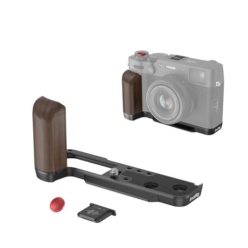 SMALLRIG X100VI / X100V Handgrip, Wooden L-Shape Grip for FUJIFILM X100VI / X100V Camera, Built-in Quick Release Plate for Arca, with Shutter Button and Hot Shoe Cover (Black) 4805 Black