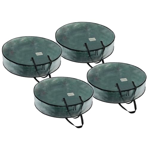 VENO 4 Pack Summer Wreath Storage Container, 30 Inch Clear Wreath Bag, Spring, Christmas Garland Decoration Organizers with Zipper and Durable Handles (Clear, 30"-4 Pack) 30" - 4 Pack