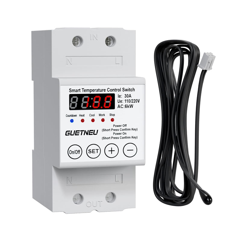 [Australia - AusPower] - 110/220V Temperature Controller, 63A LED Display Temperature Control Switch, -40℉to 284℉Adjustable Thermostat Control Heating and Cooling Mode, for Greenhouse, Hatchery, Cultivation 