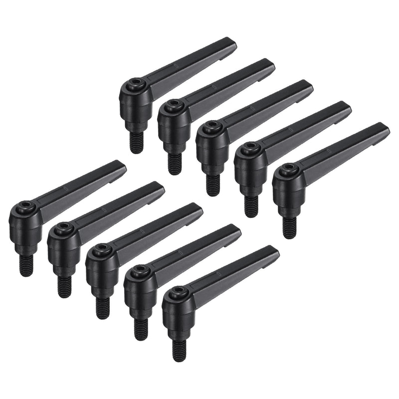 [Australia - AusPower] - uxcell 10pcs Lever Adjustable Handles M8 x 16mm Metric Male Thread, Level Clamping Handle Hand Stud Knobs Rotating Screw Handles Bolts with Locking Lever, Black 
