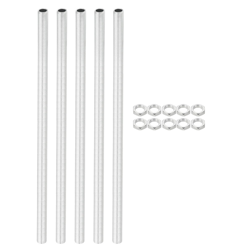 [Australia - AusPower] - PATIKIL M12 Thread 300mm/11.8" Lamp Pipe Kit with Lock Nuts, 5 Set All Thread Rods Fasteners Hardware for Chandelier Ceiling Light DIY, Zinc Plating 11.8" 