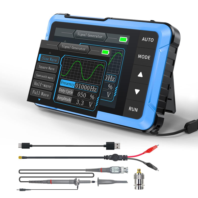 [Australia - AusPower] - 【FNRSI Upgraded 2in1 DSO-510 Oscilloscope with 10X Probe】Digital Portable Oscilloscope/DDS Signal Generator Automotive 2.8 inch TFT, 10MHz Bandwidth, 48MS/s Sampling Rate, Auto Trigger Function 