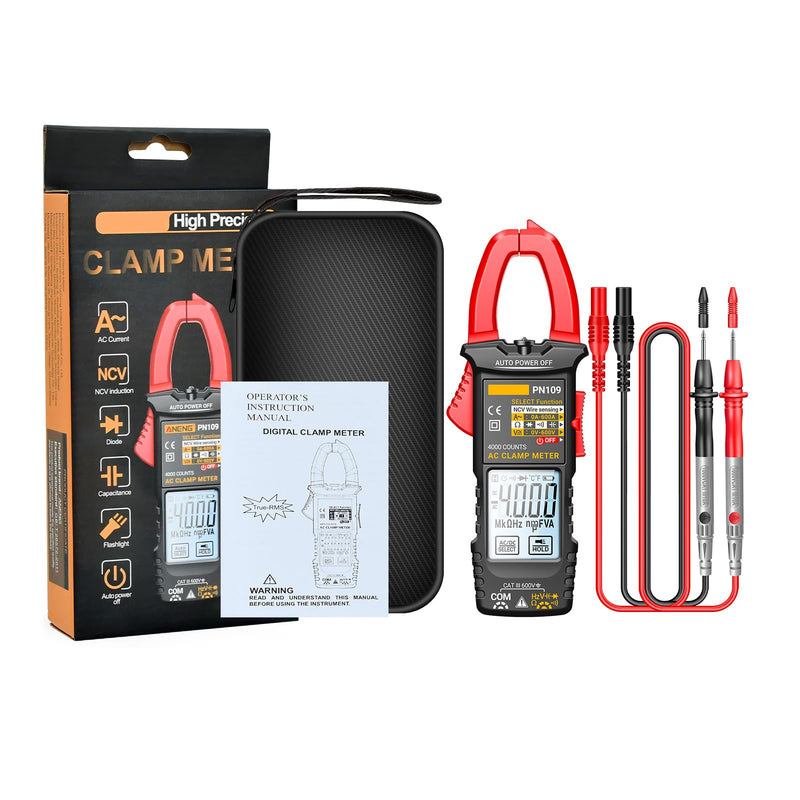 [Australia - AusPower] - PN109 Ohmmeter Voltmeter Tester with Backlit 4000 Count Multimeter Battery Operated(NOT Include) Red 