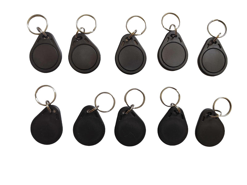 [Australia - AusPower] - 10PCS 13.56MHz RFID Keychain readable/writable KeyFobs Proximity Card Text MF 4K IC NFC Keychain tag Copier Card Access Control (Black) Black 
