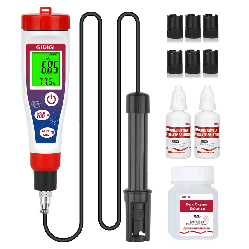 [Australia - AusPower] - Digital Dissolved Oxygen Meter,Dissolved Oxygen Test Kit with 4.92 ft Probe Cable, DO Meter Oxygen Analyzer with Accessories,Aquarium Pond Water Test Kit 0.0-40.0 mg/L 