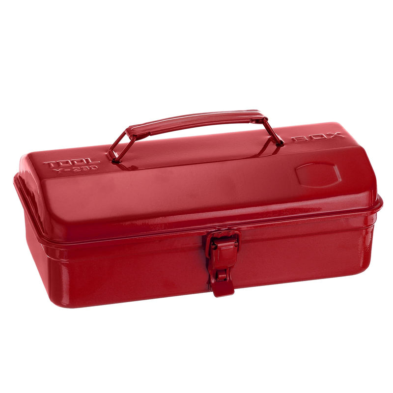 HARFINGTON Tool Box 11.4" Portable Steel Tool Box Hip Roof Style with Metal Latch Closure Tool Chest for Household Workshop Car, Red 11.4 inch