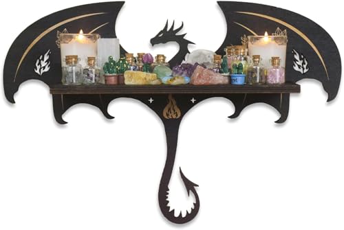 Dragon Shelf, Gothic Wall Decor, Crystal Shelf Display, Fantasy Decor Gift Black