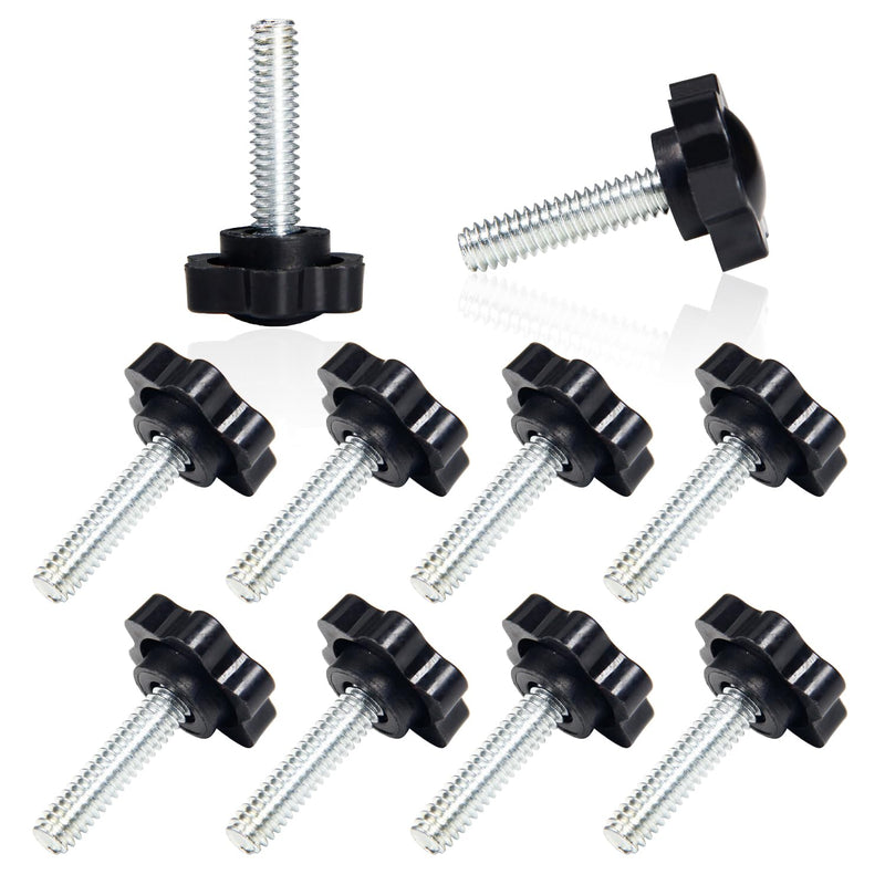 [Australia - AusPower] - MroMax 10Pcs 1/4"-20 x 1 Threaded Knurled Thumb Nuts, Black Plastic Knobs Clamping Screws, Grip Knob Screw for Replacing Umbrella Base 1/4" x 1" 
