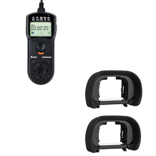 JJC Wired Intervalometer Timer Remote & 2-Pack FDA-EP18 Eyecup Eyepiece for Sony A7 A7II A7III A7 II A7 III A7R A7R II A7RII A7R III A7RIII A7R IV A7RIV A7S A7S II A7SII A9 A58 Cameras