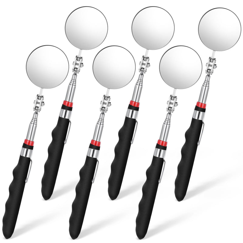 [Australia - AusPower] - 6 Pcs Telescoping Inspection Mirror 360 Rotation Round Inspection Mirrors Flexible Circular Inspection Mirror with Extended Handle for Checking Vehicle Condition 