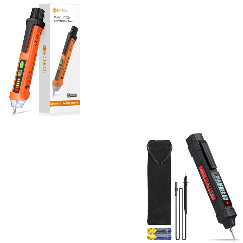 [Australia - AusPower] - eoteck Professional Electrical Kit: Non-Contact Voltage Tester Pen & 2-in-1 Digital Multimeter AC/DC Voltage, Resistance, Continuity, Capacitance, LED Flashlight, Buzzer Alarm 