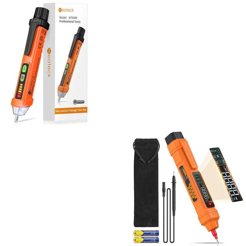 [Australia - AusPower] - Neoteck Professional Electrical Kit: Non-Contact Voltage Tester Pen & Auto Ranging Digital Multimeter AC/DC Voltage, Current, Continuity, LED Flashlight, Buzzer Alarm 