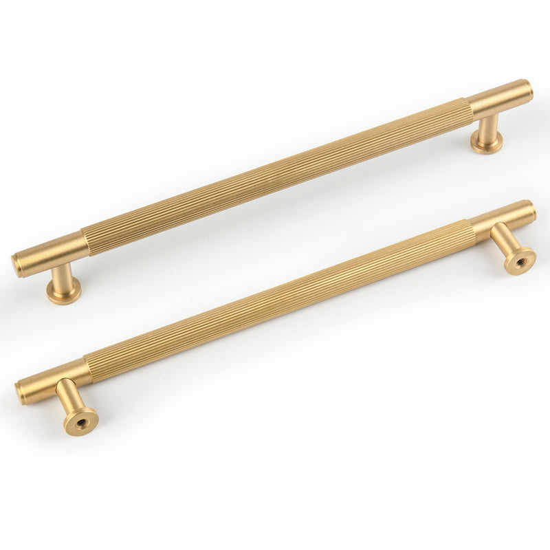SALISENG Solid Brass Kitchen Cabinet Pulls,7-1/2 Inch Brushed Matt Gold Dresser Drawer Handles, Modern Furniture Hardware Door Pulls for Cupborard Wardrobe Closet Vanity 7-1/2 Inch Hole Centers Brushed Gold 2
