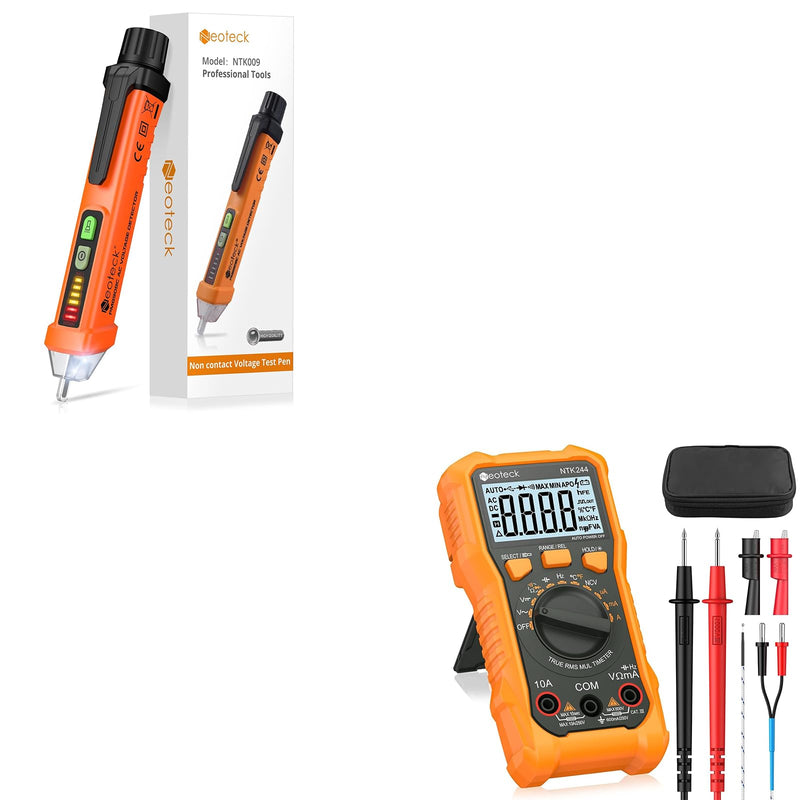 [Australia - AusPower] - Neoteck Professional Electricial Kit: Non-Contact Voltage Tester Pen & 6000 Counts TRMS Digital Multimeter AC/DC Voltage, Current, NCV, LED Flashlight, Buzzer Alarm 