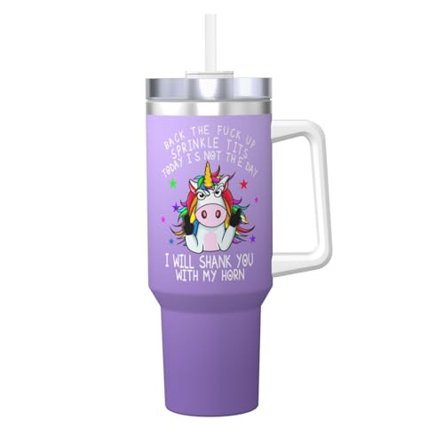 Gifts For Birthday - Back The Fuck Up Sprinkle Tits, Funny Unicorn Tumblers 40 Oz Tumbler With Lid And Straw Insulated Tumblers Stainless Steel Tumbler Funny Gifts For Wome White 1 40 Ounces